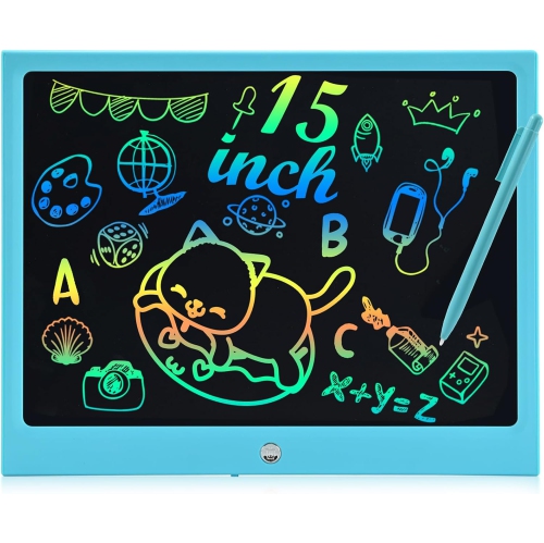 LCD – Tablette d'écriture pour jouets pour tout-petits, bloc à dessin bleu de 15&nbsp;po, idées-cadeaux pour les enfants, tablette à dessin pour 3-6