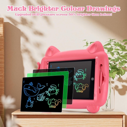 LCD Writing Tablet for Kids Toddler Toys, 15 Inch Drawing Pad Blue, Doodle Board Gifts for Kids, Drawing Tablet for 3-6 Years Old,12'' Feet Pink