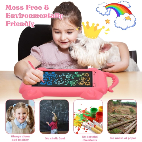 LCD Writing Tablet for Kids Toddler Toys, 15 Inch Drawing Pad Blue, Doodle Board Gifts for Kids, Drawing Tablet for 3-6 Years Old,12'' Feet Pink