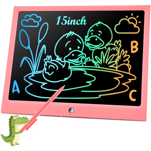 LCD Writing Tablet for Kids Toddler Toys, 15 Inch Drawing Pad Blue, Doodle Board Gifts for Kids, Drawing Tablet for 3-6 Years Old,15'' Pink