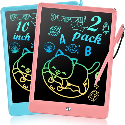 LCD Writing Tablet for Kids Toddler Toys, 15 Inch Drawing Pad Blue, Doodle Board Gifts for Kids, Drawing Tablet for 3-6 Years Old,10'' Pink&blue