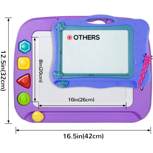 Grande planche à dessin magnétique, bloc à gribouiller avec 4 timbres pour les tout-petits, jouet d'apprentissage Cadeau Magna Doodle Board Etch