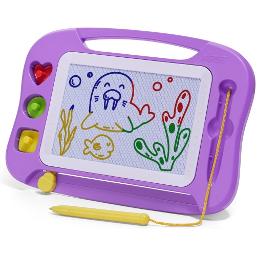 Large Magnetic Drawing Board, Doodle Pad with 4 Stamps for Toddlers, Learning Toy Gift Magna Doodle Board Etch Sketch Toys for 36+ Month Kids Girls