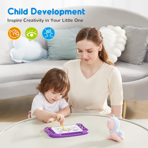 Large Magnetic Drawing Board, Doodle Pad with 4 Stamps for Toddlers, Learning Toy Gift Magna Doodle Board Etch Sketch Toys for 36+ Month Kids Girls