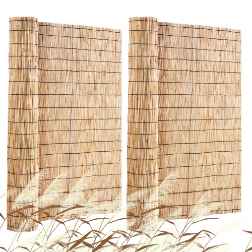 VEVOR  4 Ft X 16.4 Ft, Natural Reed Fencing, 2 Pack Reed Screen Curtain Balcony Reed Fence Roll for Outdoor Backyard Patio, Decorative Fence For