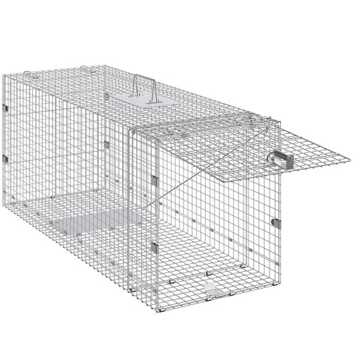 Piège à cage pour animaux vivants de 42 x 16 x 18&nbsp;po de VEVOR, fer galvanisé Humane Cat Trap, piège à animaux pliable avec poignée pour chiens