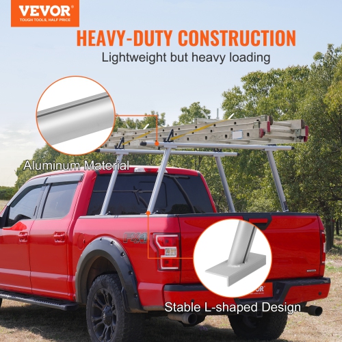 VEVOR 71"x31" Truck Rack, 800 lbs Capacity, Aluminum Ladder Rack for Truck with 8 Non-Drilling C-clamps, Heavy Duty Truck Bed Rack Two-Bar Set for