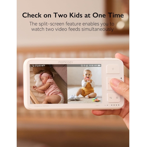 Momcozy Video Baby Monitor, 5.5” 1080P Full HD Baby Monitor with Camera No WiFi, Infrared Night Vision, 5800mAh 120-hrs Battery, ECO, VOX, 2-Way