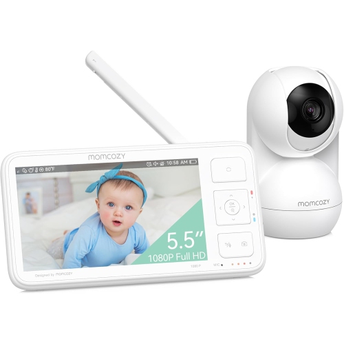 Momcozy Video Baby Monitor, 5.5” 1080P Full HD Baby Monitor with Camera No WiFi, Infrared Night Vision, 5800mAh 120-hrs Battery, ECO, VOX, 2-Way