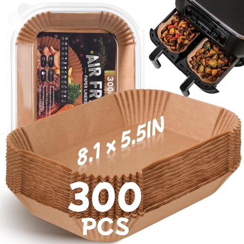 Image 1 of 6.. BISNIE 300PCS Non-Stick Air Fryer Liners for Ninja Dual Basket Air Fryers.