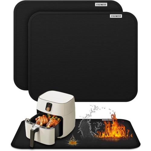 Image 1 of 6.. FIREWESS 2-Pack Heat Resistant Mats, 15x18in Counter Protectors for Air Fryer, Oven, Coffee Maker.