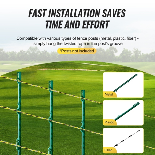 VEVOR 1/8" Diameter ,Electric Fence Wire, 3366Ft 1026M Portable Polywire, 6 Stainless Steel Strands for Reliable Conductivity and UV, Rust