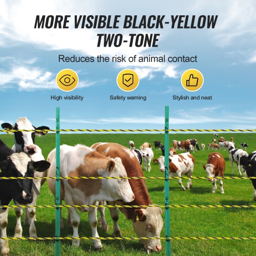 VEVOR 1/8" Diameter ,Electric Fence Wire, 3366Ft 1026M Portable Polywire, 6 Stainless Steel Strands for Reliable Conductivity and UV, Rust