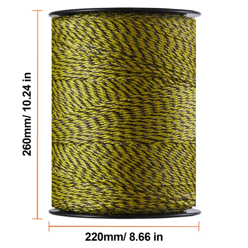 VEVOR 1/8" Diameter ,Electric Fence Wire, 3366Ft 1026M Portable Polywire, 6 Stainless Steel Strands for Reliable Conductivity and UV, Rust