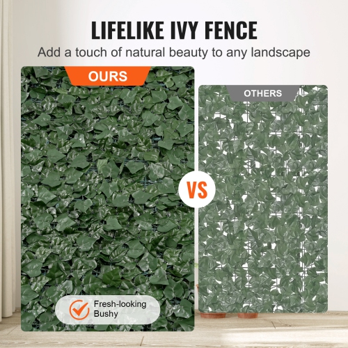 VEVOR 96 x 72 in Ivy Privacy Fence, Artificial Green Wall Screen, Greenery Ivy Fence with Mesh Cloth Backing and Strengthened Joint, Faux Hedges Vine