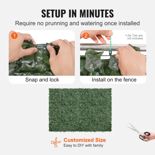 VEVOR 96 x 72 in Ivy Privacy Fence, Artificial Green Wall Screen, Greenery Ivy Fence with Mesh Cloth Backing and Strengthened Joint, Faux Hedges Vine