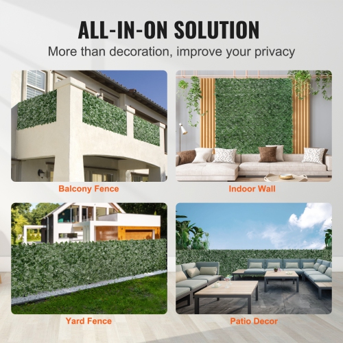 VEVOR 96 x 72 in Ivy Privacy Fence, Artificial Green Wall Screen, Greenery Ivy Fence with Mesh Cloth Backing and Strengthened Joint, Faux Hedges Vine