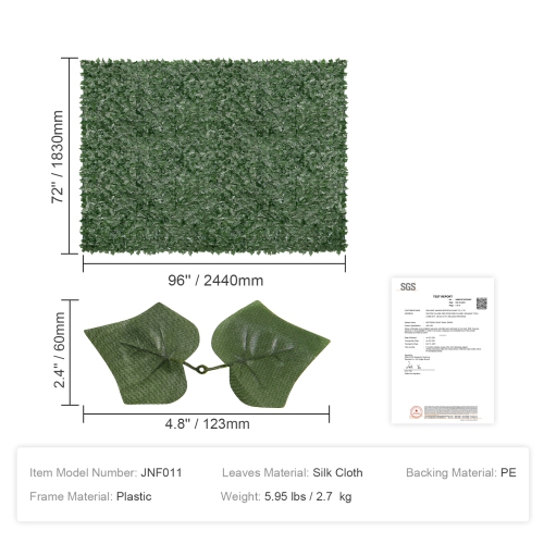 VEVOR 96 x 72 in Ivy Privacy Fence, Artificial Green Wall Screen, Greenery Ivy Fence with Mesh Cloth Backing and Strengthened Joint, Faux Hedges Vine