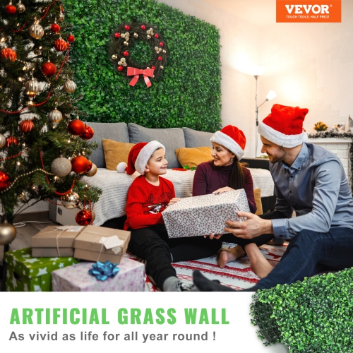 VEVOR 12PCS 20x20inch Artificial Boxwood Panels,Boxwood Hedge Wall Panels,Artificial Grass Backdrop Wall 1.6",Privacy Hedge Screen UV Protected for