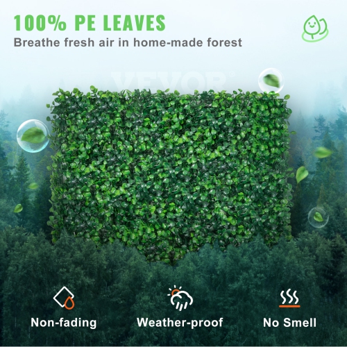 VEVOR 12PCS 20x20inch Artificial Boxwood Panels,Boxwood Hedge Wall Panels,Artificial Grass Backdrop Wall 1.6",Privacy Hedge Screen UV Protected for