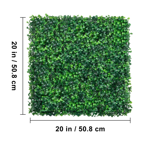 VEVOR 12PCS 20x20inch Artificial Boxwood Panels,Boxwood Hedge Wall Panels,Artificial Grass Backdrop Wall 1.6",Privacy Hedge Screen UV Protected for