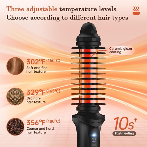 Brosse à friser,Brosse à friser rechargeable sans fil,Fer rond chauffant anti-calcaire,Pour cheveux courts et longs,Fer plat chauffant pour les