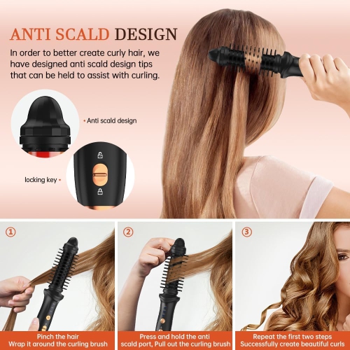 Brosse à friser,Brosse à friser rechargeable sans fil,Fer rond chauffant anti-calcaire,Pour cheveux courts et longs,Fer plat chauffant pour les