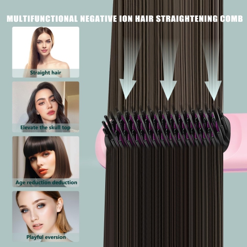 Portable Straightener Brush,Cordless Hair Straightener Comb,Mini Hair Straightening Iron,Rechargeable Mini Hair Straightener for Women