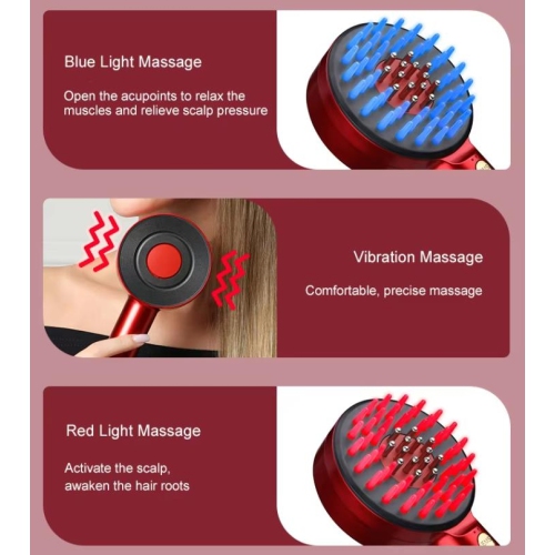 Electric Infrared Hair Growth Comb Hair Anti-Loss Massage Red Blue Light Therapy Hair Growth Brush EMS Massage Scalp Comb