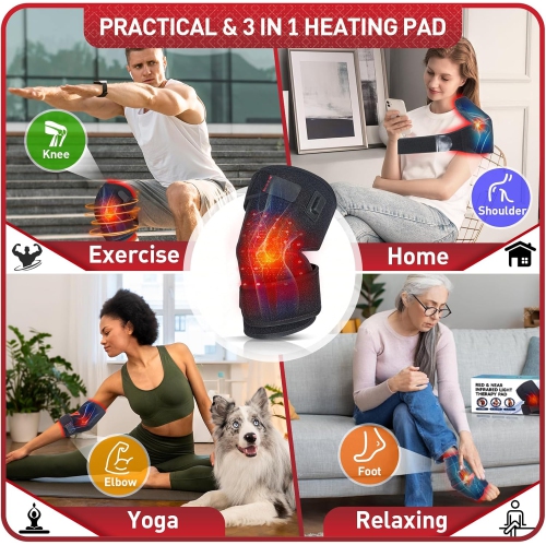 660nm 850nm Red Light Therapy Device,Knee Brace Near Infrared Light Therapy Pad Wrap Belt for Knee Shoulder Elbow Pain Relief