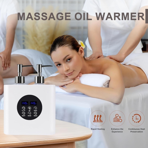 Dual Bottle Massage Oil Warmer,Smart Touch Control Lotion Warmer Dispenser,Adjustable Temperature Heated Lotion & Essential Oil Dispenser