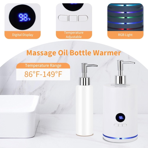 Massage Oil Warmer,Electric Lotion Warmer Bottle,Digital Display,Rapid Heating,Automatic Massage Oil Warmer for Home Salon Spa Massage