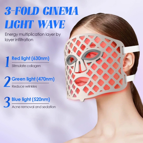 Beauty LED Mask,Red Light & Infrared Light Therapy Face Mask for Wrinkles,LED Mask for Facial Skincare,Portable Face Mask for Home Use and Travel
