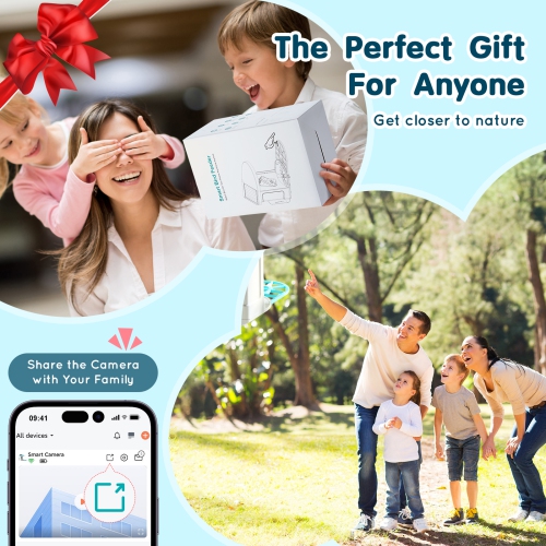 VEVOR Smart Bird Feeder with Camera, 2K HD AI Identify 10000+ Bird Species, Solar-Powered Bird Watching Camera with Auto Capture & Instant Notify