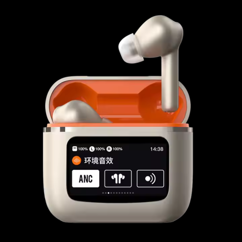 GREEN SCENIC  Wireless In-Ear Bluetooth Headphones Low Latency Anc Active Noise Cancellation Sports Smart Touch Screen(Gold)