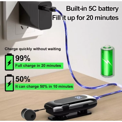 Lavalier retractable hands-free wireless Bluetooth headset Pull-wire smart Bluetooth headset sports single ear in-ear black