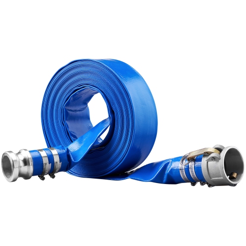 VEVOR Pool Drain Hose, 2 inch by 50 ft, Durable PVC Material, Includes Aluminum Camlock C & E Connectors and Clamps, Fits Pumps and Sand Filters,
