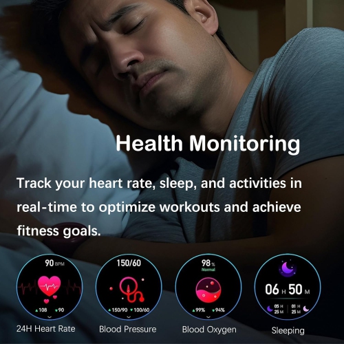 Men's Sports Smartwatch with LED Flashlight, Outdoor Fitness Tracker, Digital Health Blood Pressure Heat Rate Sleep Monitor Smartwatch Black