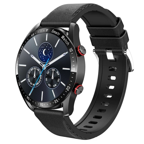 GREEN SCENIC  Ecg+Ppg Smart Watch Bluetooth Call Music Player Men's Watch Sports Waterproof Luxury Smart Watch Silver Steel Belt Leather In Black