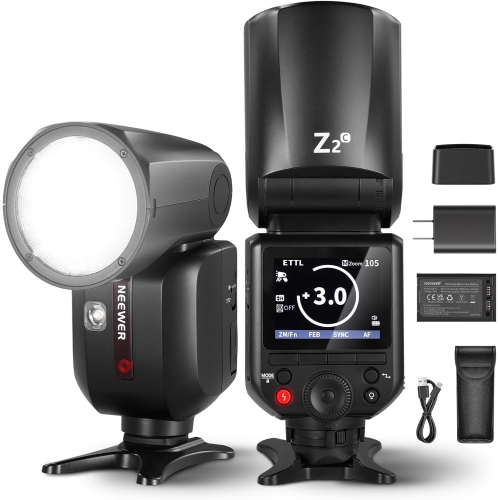 Boîte ouverte - Flash TTL Speedlite NEEWER Z2-C 2,4 G TTL pour Canon, interface utilisateur améliorée, 2 lampes à modélisation réglables, touche TCM
