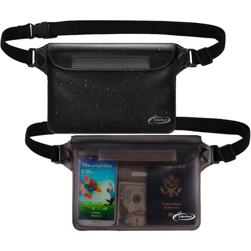 Image 1 de 5.. Étui-portefeuille étanche pour téléphone et passeport avec ceinture AiRunTech - Noir