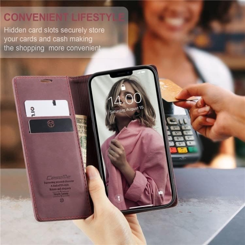BIG DEAL - CaseMe Wallet Case Anti-Fall Retro Handmade Leather Magnetic Flip case Card Slot for iPhone 14 PRO MAX