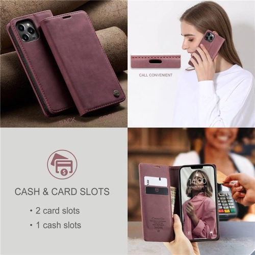BIG DEAL - CaseMe Wallet Case Anti-Fall Retro Handmade Leather Magnetic Flip case Card Slot for iPhone 14 PRO MAX