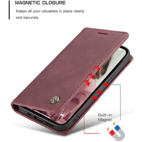 BIG DEAL - CaseMe Wallet Case Anti-Fall Retro Handmade Leather Magnetic Flip case Card Slot for iPhone 14 PRO MAX