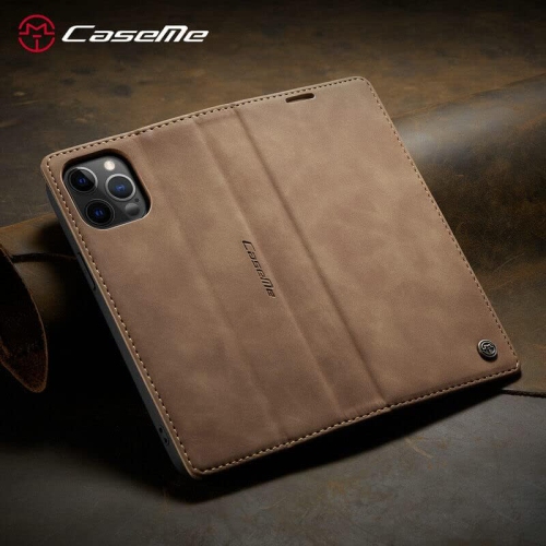 SUPER AFFAIRE - Étui portefeuille antichute rétro en cuir fait à la main de CaseMe Étui portefeuille avec fente pour carte pour iPhone 14 PRO MAX