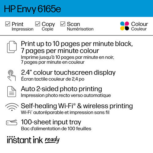 HP Envy 6165e Wireless All-In-One Inkjet Printer - White