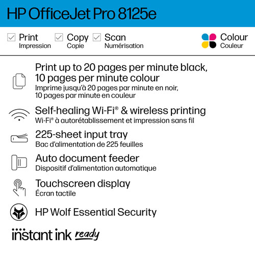 HP OfficeJet Pro 8125e Wireless All-In-One Inkjet Printer - HP Instant Ink 3-Month Free Trial Included*
