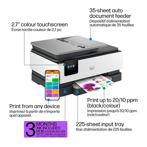 HP OfficeJet Pro 8125e Wireless All-In-One Inkjet Printer - HP Instant Ink 3-Month Free Trial Included*