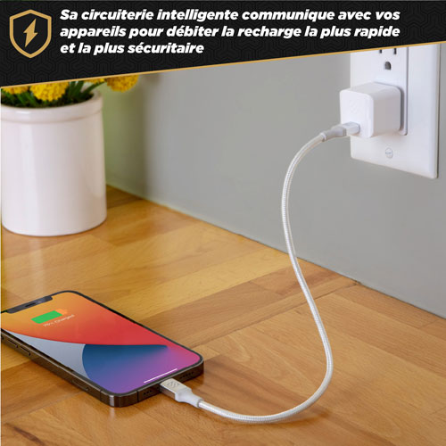 Chargeur mural USB-C mini cube de 20 W PowerVolt de Scosche - Blanc