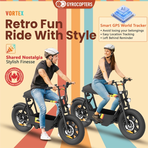 Trottinette électrique Vortex de Gyrocopters avec siège | Coffre-fort UL2272 | Moteur 470 W Peak 16*3 Pneus résistant à l'usure Gros | Vitesse